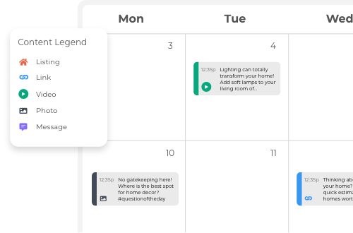 WiseSocial real estate social media content calendar and planner